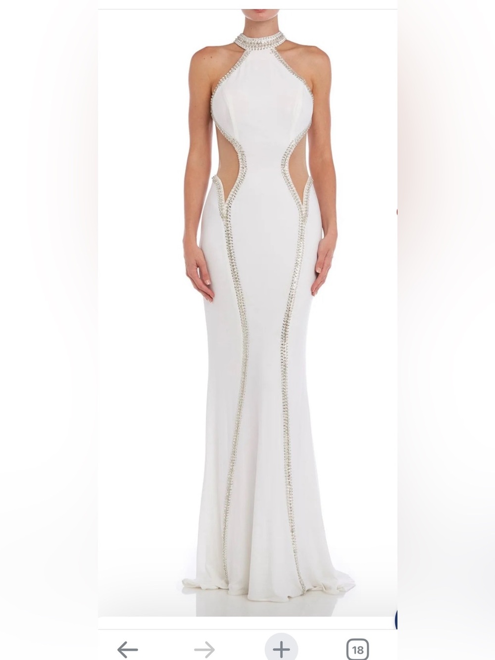 693. Jasz Ivory Embellished Halter Evening Gown